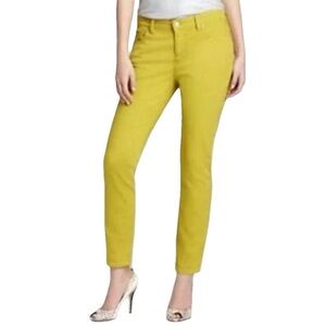 Eileen Fisher Organic Cotton Jean Parrot Mustard Yellow Women 12 Stretch 34x27.5